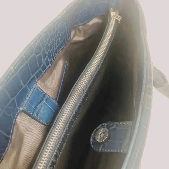 Halogen Blue Faux Crocodile Handbag - Picture 7 of 11